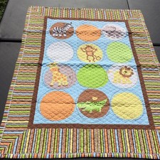 Baby Jungle Animals Quilt Handmade Crib Blanket Comforter 42" x 34"
