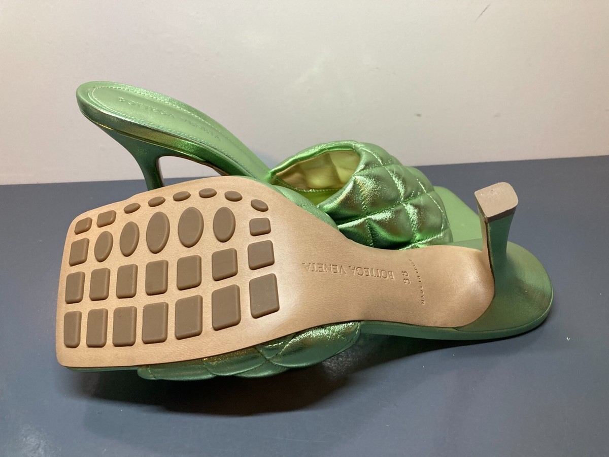 Bottega Veneta Shiny Pistachio Green Padded Leather Slide