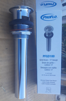 Sink Drain Assembly (1-1/4'') PROFLO PFGD100 Chrome Grid Bathroom