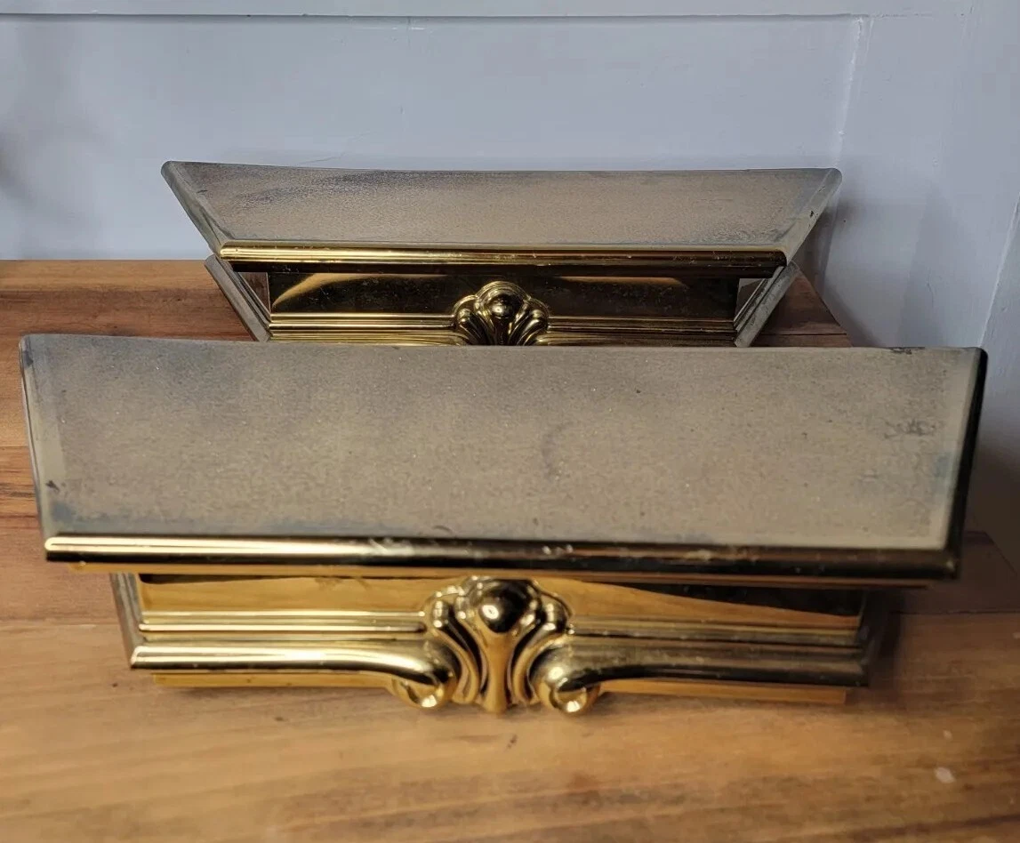 Syroco #3073 vintage Gold Floating Wall Shelf lot Pair