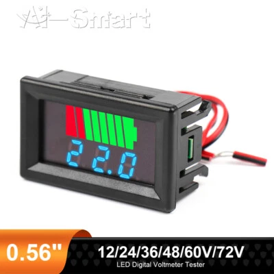 Car Battery Charge Level Capacity Meter Indicator LED Display Voltmeter 12V-60V