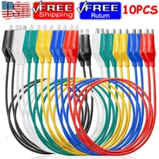 10PCS Metered Color Insulating Test Lead Cable Set Double Ended Alligator Clips