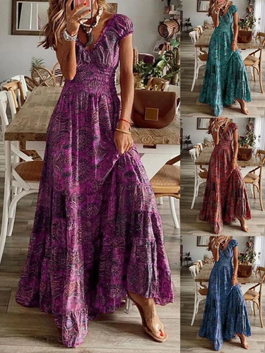 Women Plus Size Holiday Boho Dress Ladies Summer Beach Long Maxi Dress Sundress - Picture 14 of 30