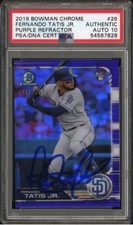 2019 Bowman Chrome #26 Fernando Tatis Jr. Purple Ref Rookie 23/250 PSA AUTO 10