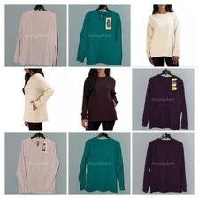 NWT Kirkland Signature Ladies'  Fleece Crewneck in Beggie ,Teal, purple