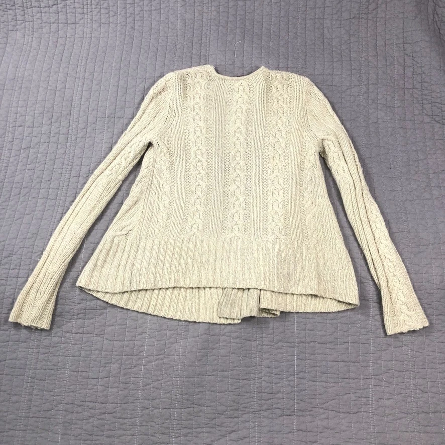 Suéter Calypso St Barth Mujer XS Blanco Cachemira Cárdigan Abierto Tejido con Cable Foto 2 de 4