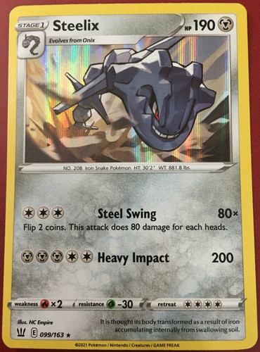 POKEMON STEELIX 099/163 S&S BATTLE STYLES RARE HOLO NEAR MINT