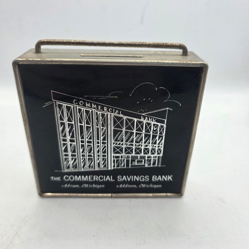 Commercial Savings Bank Adrian Addison Michigan Metal Advertising Coin Bank