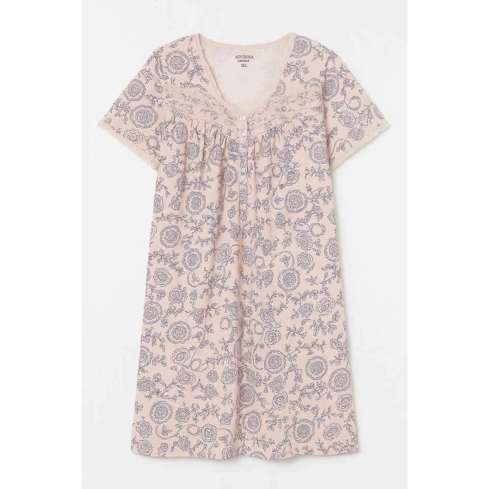 Adonna Sleepwear Women’s XL Pink Floral Lace Trim Nightgown - Image 2 of 4