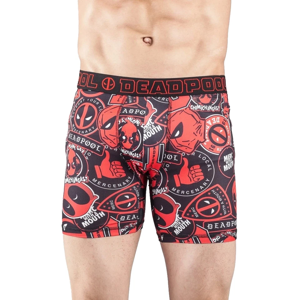 Marvel Comics Men's Deadpool Sticker Merc with a Mouth No-Fly Boxer Briefs - Image 3 of 4