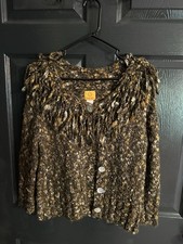 Ruby Rd - Chunky Loop Sweater w/Fringe Neckline - Size Large - Wool Blend