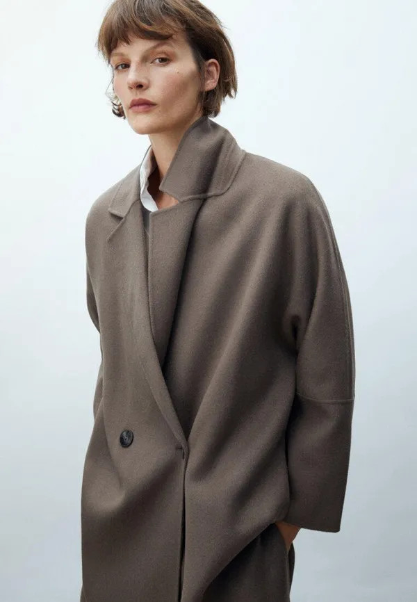 massimo dutti brown double faced wool coat with side slits size L RRP £299 image 4