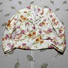 Talbots Petite Sz 2 Women's Multi-Colored Floral Cotton Blazer 3 Button. S