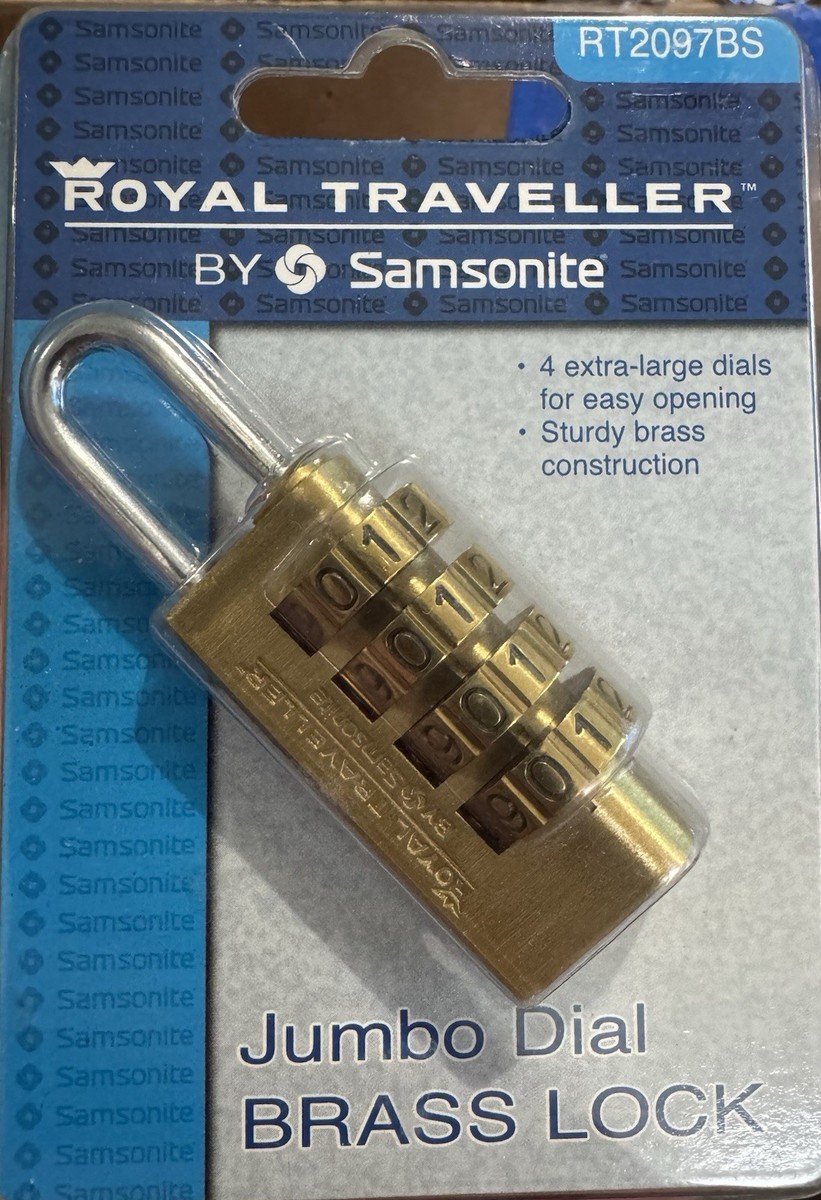 Samsonite Luggage Travel Combination Lock 4 Dial Brass Royal