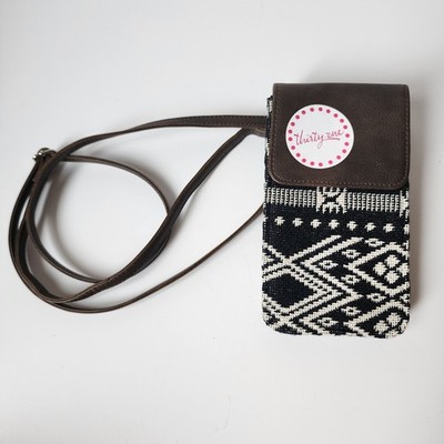 Thirty One 31 Call Me Crossbody & Strap Rio Weave Aztec Black Purse Travel EUC