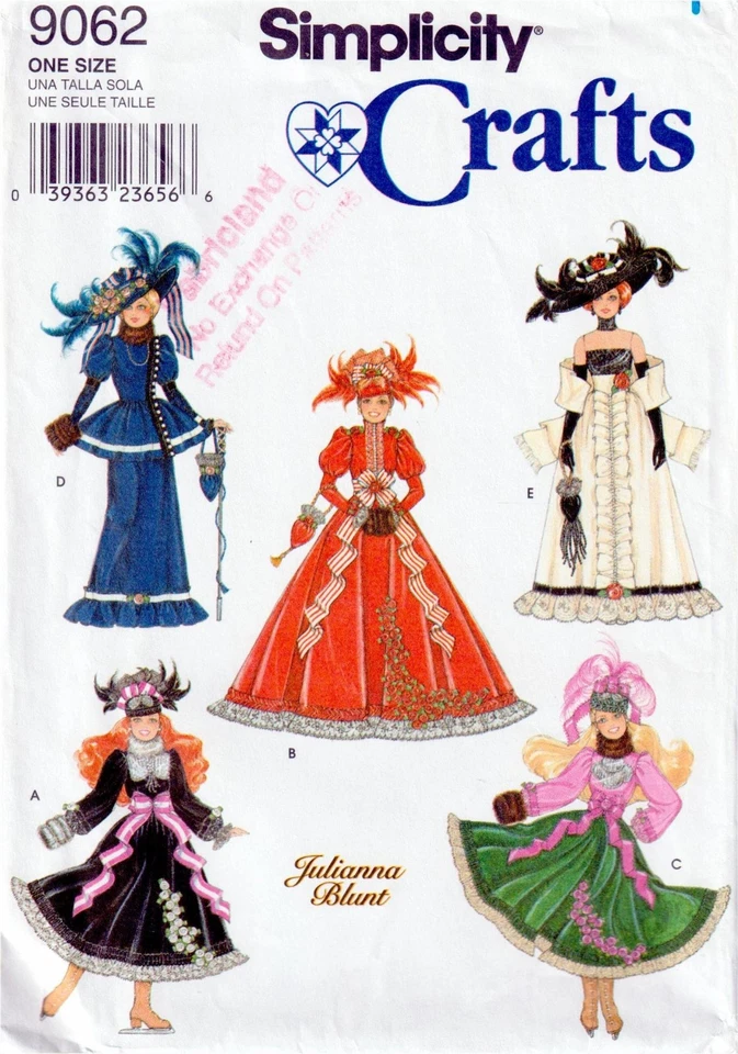 Simplicity Barbie Doll 11.5" Turn of The Century UNCUT Sewing Pattern 9062 - image 2 of 3