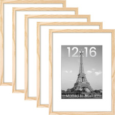 12X16 Picture Frame Set of 5, Display Pictures 8.5X11 with Mat or 12 X 16 Withou