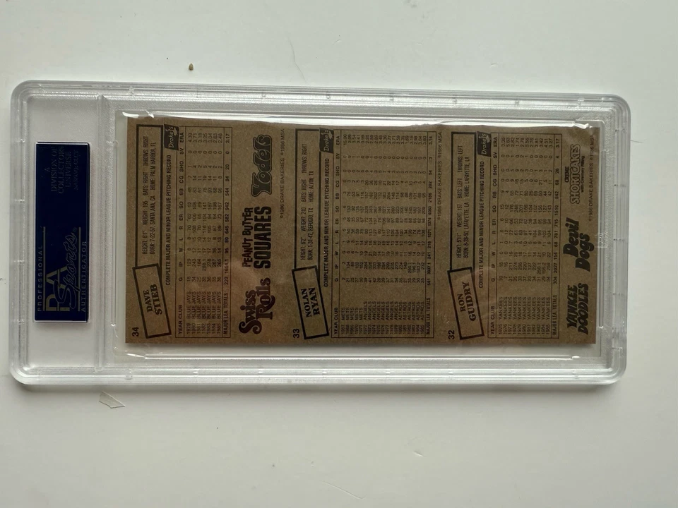 Drakes Panel Ron Guidry 1986/Nolan Ryan/Dave Stieb PSA 8 casi nuevo-como nuevo Foto 2 de 2