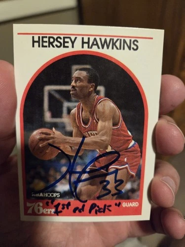 1989-90 NBA Hoops Hersey Hawkins Rookie Auto Signed Autograph 1st Rd Pick. 76ers