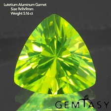 Cut stone - Lutetium Aluminum Garnet Yellow lab grown Trillion 9x9mm 4.76-5.16ct