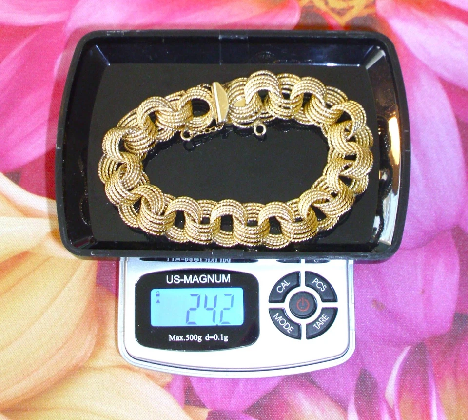ШИКАРНЫЙ винтажный JACOBY BENDER Нью-Йорк золото заполненное цепочка мульти ссылка браслет 24.2G - Изображение 4 из 4