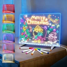 LED Note Board with 7 Colors Light Modes, LED Drawing Board for Kids Hangable...
