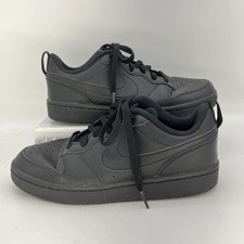 Nike Court Borough Low 2 Sneaker Youth 6.5 Y GS Triple Black Leather BQ5448 001