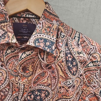 Hawes & Curtis Piccadilly Paisley Woven Button-Up Long Sleeve Men's M 36