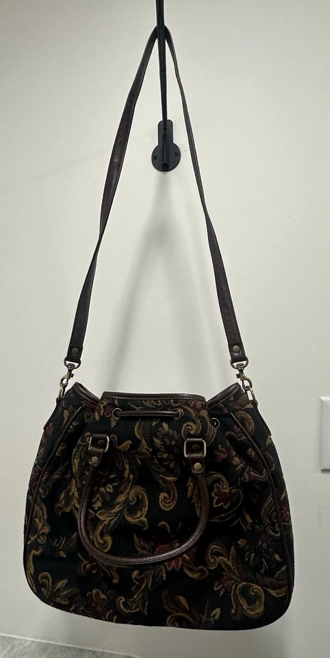 Bolso alfombra tapiz vintage Liz Claiborne con patrón floral Foto 3 de 4