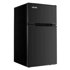 VEVOR Mini Fridge with Freezer 3.2 Cu.Ft Two Door Compact Refrigerator Black