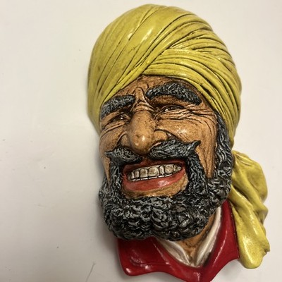 Vintage Hand Painted Chalkware Bossons England Punjabi 1964 Wall Ornament Figure