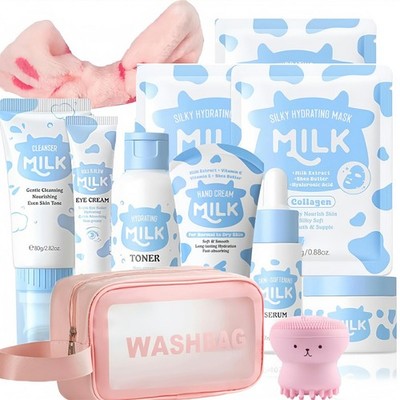 Milk Skincare Set for Kids & Teens, 12 IN 1 Moisturizing & Gentle A 