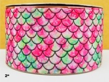 2 INCH  1 Yard Mermaid tail scales princess printed Grosgrain Ribbon