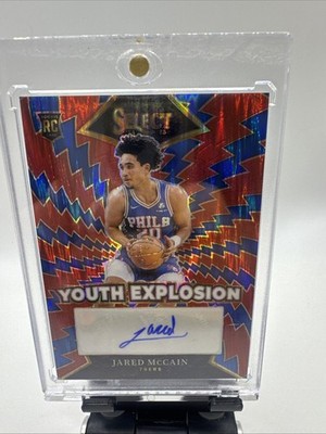 2024-25 Panini Select Jared McCain RC Youth Explosion Red Flash Auto /99 76ers