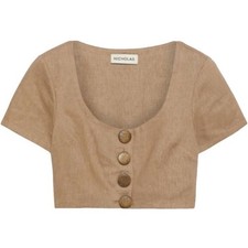 Nicholas Taupe Linen Crop Top - 10, 100% Linen!