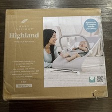 Highland Baby Bouncer Infant 0-6 M /20lbs, 3-Position Recline - Pebble Grey NEW