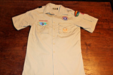 Boy Scouts of America BSA Men's Shirt Tan Small Sewn and Outdoor Activity Patch