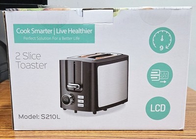 Hommater S210L 2 Slice Toaster Wide Slot LCD Screen 9 Shades 4 Smart Functions