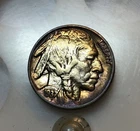 1937 Toned Buffalo Nickel Rainbow Toned Beautiful Patina Nice Details