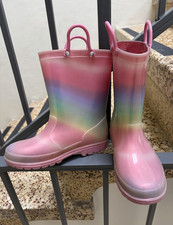 Girls Pink Rainbow Mid-Calf Pull-On Waterproo...
