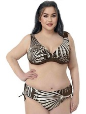 Bikini Set Tropical Print Swimwear Womens Size 10 or 12 Brown Swimsuit