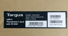 Targus DOCK220 USB-C Thunderbolt 3 Dock With PD 85W