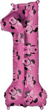 34" Number 1 One First Birthday Pink Minnie Mouse Foil Balloon