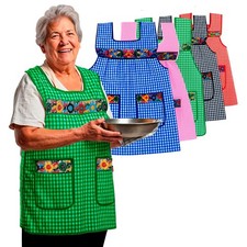 Traditional Mexican apron for women with pockets beautiful flower embroidery ...