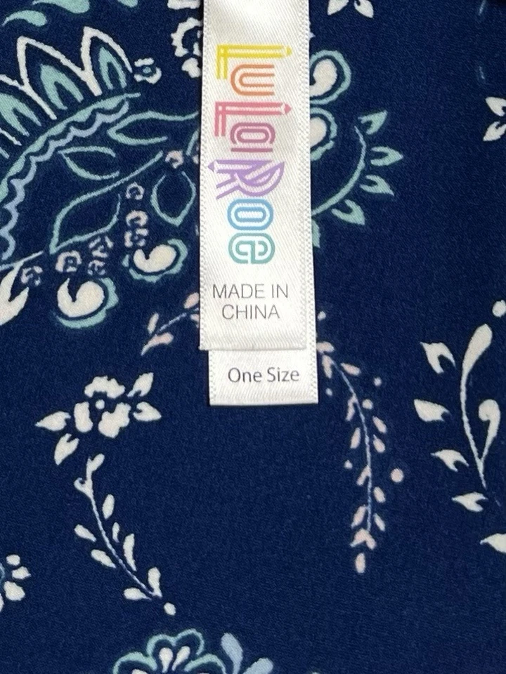 Leggings LuLaRoe OS Talla Única Bandana PAISLEY Azul Divertido Flores Hojas Elásticas Foto 4 de 4