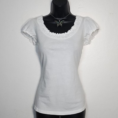 vintage y2k no boundaries milkmaid tee sz jrs m ruffle puff sleeve cottagecore