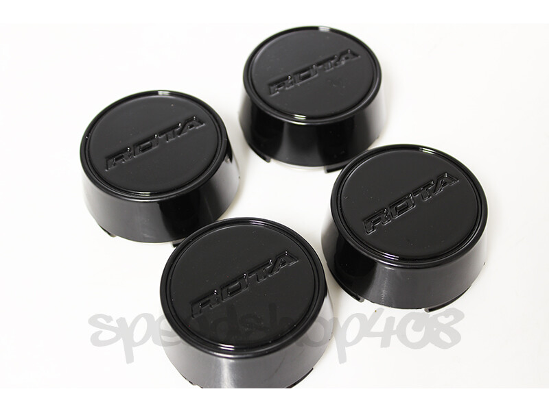 ROTA WHEELS CENTER CAPS GLOSS BLACK MODA 4PCS REPLACEMENT GRID V TRACK
