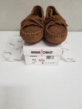 Minnetonka Women's Kilty Driver Brown Ruff Suede Fringe Moccasin Shoe 593 NIB
