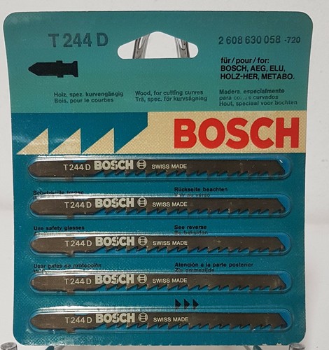 Lot De 5 Lames Bosch T244D Pour Scie Sauteuse – HCS Pour Bois – Neuves