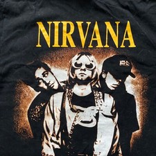 Vintage Black Nirvana T-shirt 1990s - Kurt Cobain - Size Large - Free Postage
